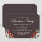 Invitation Fête de Noël botanique à l'aquarelle (Devant / Derrière)