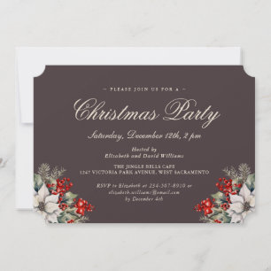 Invitation Fête de Noël botanique à l'aquarelle