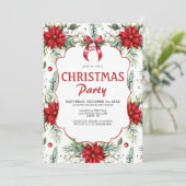 Invitation Fête de Noël botanique de Poinsettia (Debout devant)