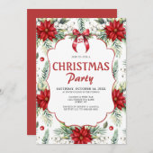 Invitation Fête de Noël botanique de Poinsettia (Devant / Derrière)