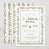 Invitation Fête de Noël botanique rustique (Devant / Derrière)