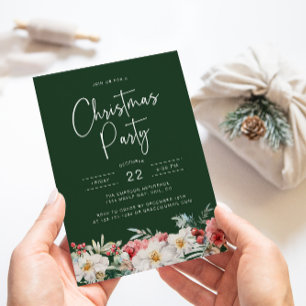 Invitation Fête de Noël botanique verte