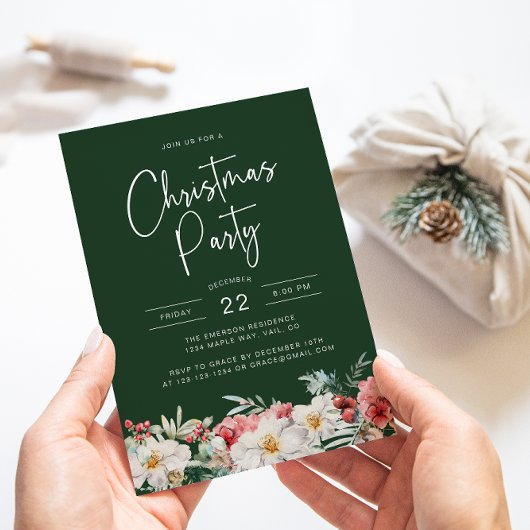 Invitation Fête de Noël botanique verte