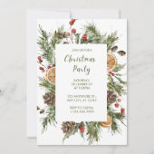 Invitation Fête de Noël botanique verte et blanche (Devant)