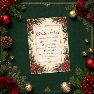 Invitation Fête de Noël botanique vintage