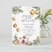 Invitation Fête de Noël Boules Dorées Heureux à Tout Jamais (Debout devant)