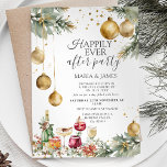 Invitation Fête de Noël Boules Dorées Heureux à Tout Jamais<br><div class="desc">Invitation Modifiable Fête de Noël Boules Dorées Heureux à Tout Jamais
Invitation Élégante Cocktail Vin Champagne Boissons Après Fête de Mariage
Invitation Fuite en Amour</div>