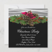 Invitation Fête de Noël branche de sapin pomme de pin rouge n (Dos)