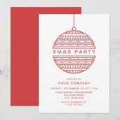 Invitation Fête de Noël branchée en rouge avec bal de Noël (Devant / Derrière)