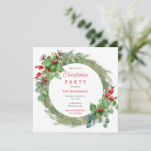 Invitation Fête de Noël Branches de Pin et Baies (Debout devant)