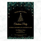 Invitation Fête de Noël | Branches Gold Tree, Stars & Pine