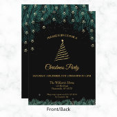 Invitation Fête de Noël | Branches Gold Tree, Stars & Pine