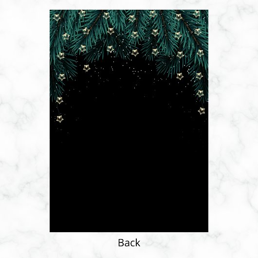 Invitation Fête de Noël | Branches Gold Tree, Stars & Pine