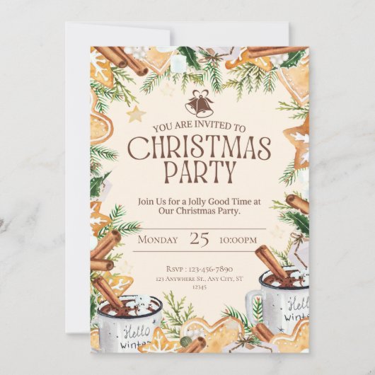 Invitation Fête de Noël Brown et crème (Devant)