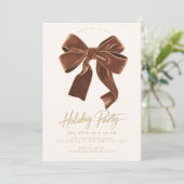 Invitation Fête de Noël Brown Neutre Velvet Bow (Debout devant)