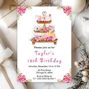 Invitation Fête de Noël Brunch Anniversaire Fête Rose