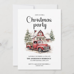 Invitation Fête de Noël Cabane Rustique Camion Ancien 