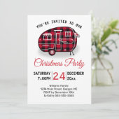 Invitation Fête de Noël Camping Red Buffalo Plaid Holiday (Debout devant)