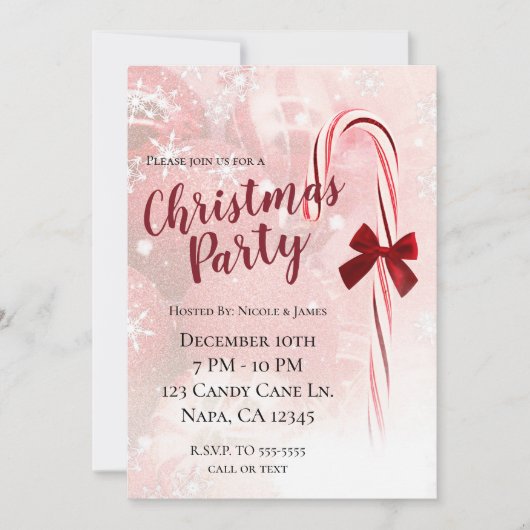 Invitation Fête de Noël Candy Cane d'hiver (Devant)