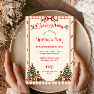 Invitation Fête de Noël Casse-Noisette à Rayure Rouge