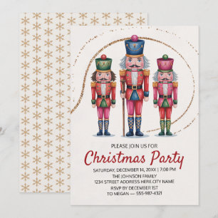 Invitation Fête de Noël Casse-Noisette Paillettes Dorées