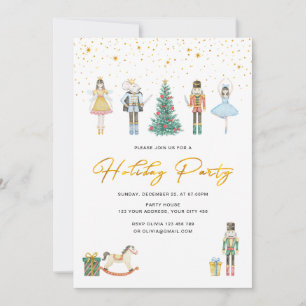 Invitation Fête de Noël Casse-Noisette Papier Doré