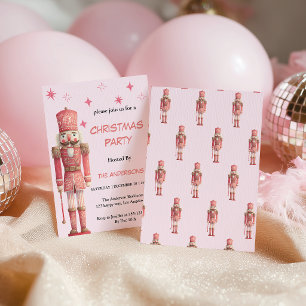 Invitation Fête de Noël Casse-Noisette Rose Vintage