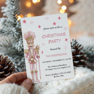 Invitation Fête de Noël Casse-Noisette Rose Vintage