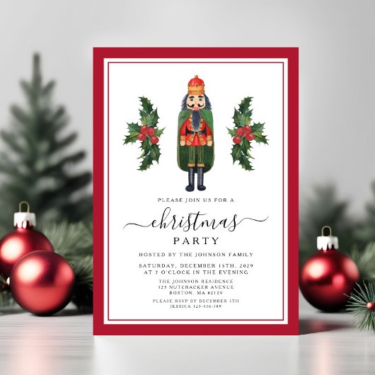 Invitation Fête de Noël Casse-Noisette Rouge