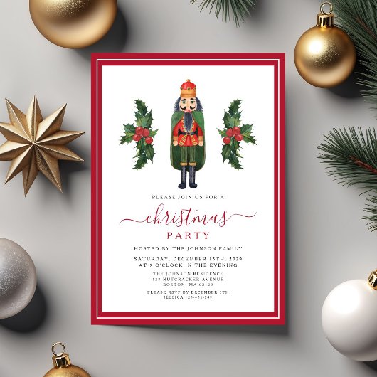 Invitation Fête de Noël Casse-Noisette Rouge