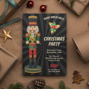 Invitation Fête de Noël Casse-Noisette Rouge et Vert