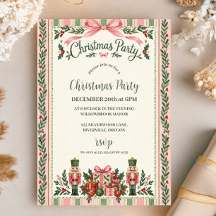 Invitation Fête de Noël Casse-Noisette Sauge Rose
