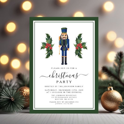 Invitation Fête de Noël Casse-Noisette Vert Mignon