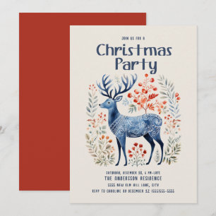 Invitation Fête de Noël Cerf Nordique Scandinave