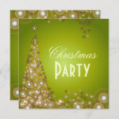 Invitation Fête de Noël, champagne bubbles (Devant / Derrière)