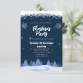 Invitation Fête de Noël Chic Navy Winter Wonderland (Debout devant)