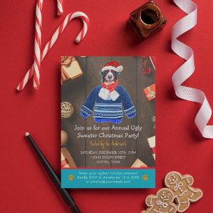 Invitation Fête de Noël Chien Bernois Sweat Ugly Party