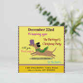 Invitation Fête de Noël Chien Saucisse Joyeux (Debout devant)
