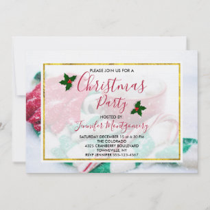 Invitation Fête de Noël Chocolat Chaud Canne à Sucre Écharpe