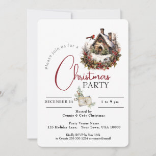 INVITATION FÊTE DE NOËL CHRISTMAS BIRD HOUSE