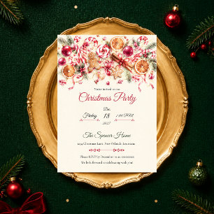 Invitation Fête de Noël Citron Bonbon Fantaisiste