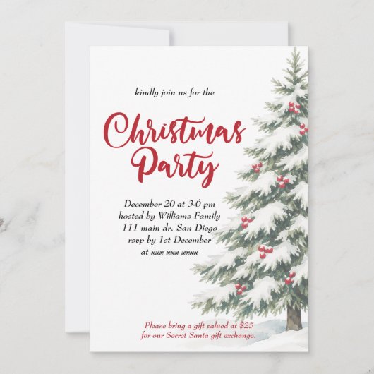 Invitation Fête de Noël classique (Devant)