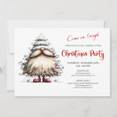 Invitation Fête de Noël Classique de Père Noël Drôle et Lumin (Devant)