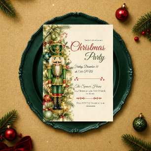 Invitation Fête de Noël Classique du Casse-Noisette Vert