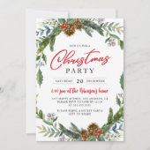 Invitation Fête de Noël classique Holly Berries Acorn (Devant)
