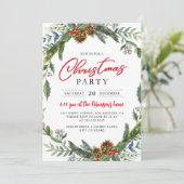 Invitation Fête de Noël classique Holly Berries Acorn (Debout devant)