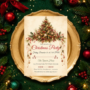 Invitation Fête de Noël Classique Vintage