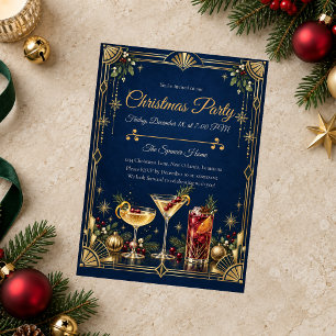 Invitation Fête de Noël Cocktail Art Déco