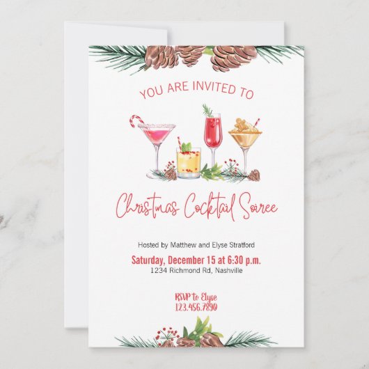 Invitation Fête de Noël Cocktail Fête de travail (Devant)