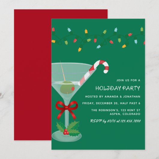 Invitation Fête de Noël Cocktail Party Classique (Devant / Derrière)